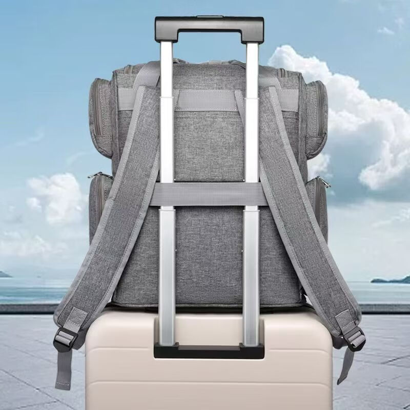 CHUMYUM新款84瓶大容量精油双肩化妆包上门美甲多功能便携指甲油手收纳包 灰色款