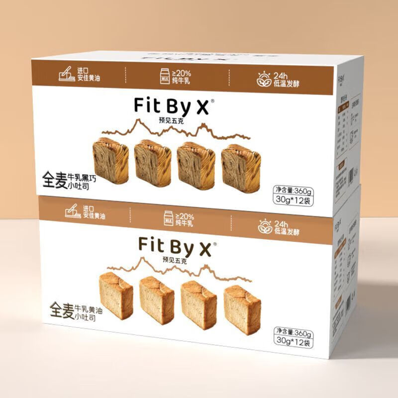 预见五克牛乳小吐司迷你MINI全麦黄油巧克力厚切小面包营养早餐 [全麦牛乳]+[全麦黑巧]