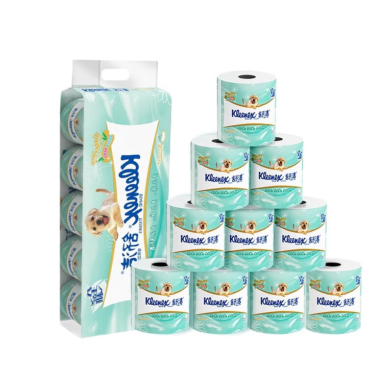 舒洁（Kleenex）绿茶洋甘菊卷纸3层加厚印花原生木浆柔软蓬松 整提手纸卫生纸厕纸 3层 250节*20卷