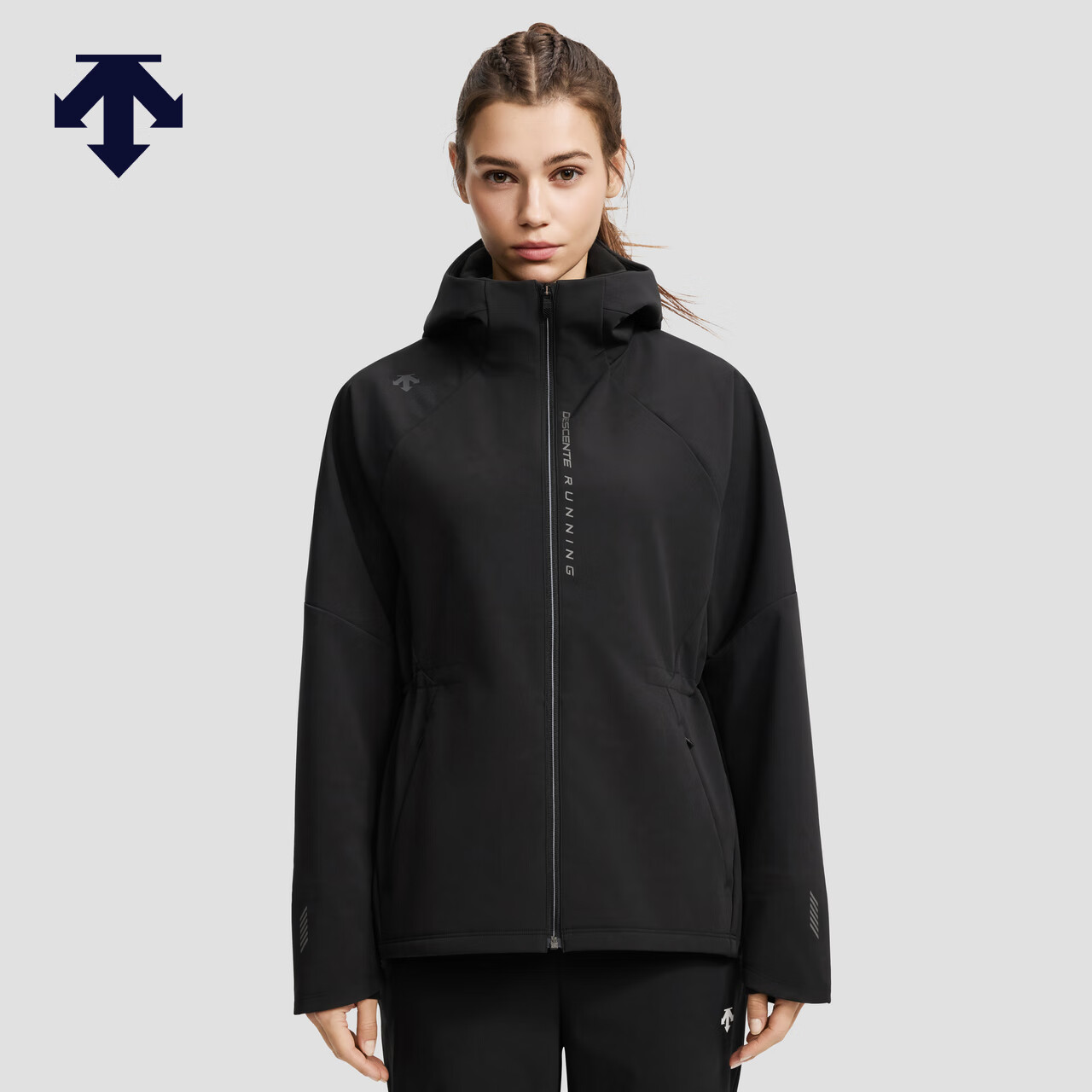 迪桑特（DESCENTE）迪桑特WOMEN’S RUNNING系列女士抽绳收腰梭织外套新品 BK-黑色 L (170/88A)