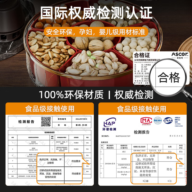 艾仕可（ASCOR）红色乔迁之喜果盘轻奢高档结婚糖果盒客厅茶几家用2025新款高颜值 双层可旋转-红色【可拆卸 独立分格】