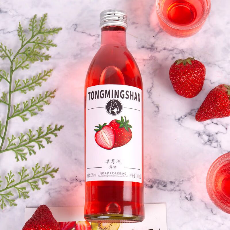 通明山草莓酒蜜桃酒水果酒低度女士果酒高顏值少女甜酒3度300ml 草莓酒300ml1瓶