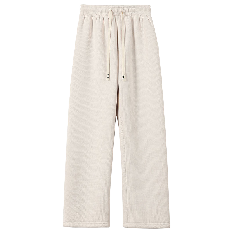 浪莎羊羔绒阔腿裤女冬季2025新款高腰直筒休闲裤宽松保暖加绒加厚裤子