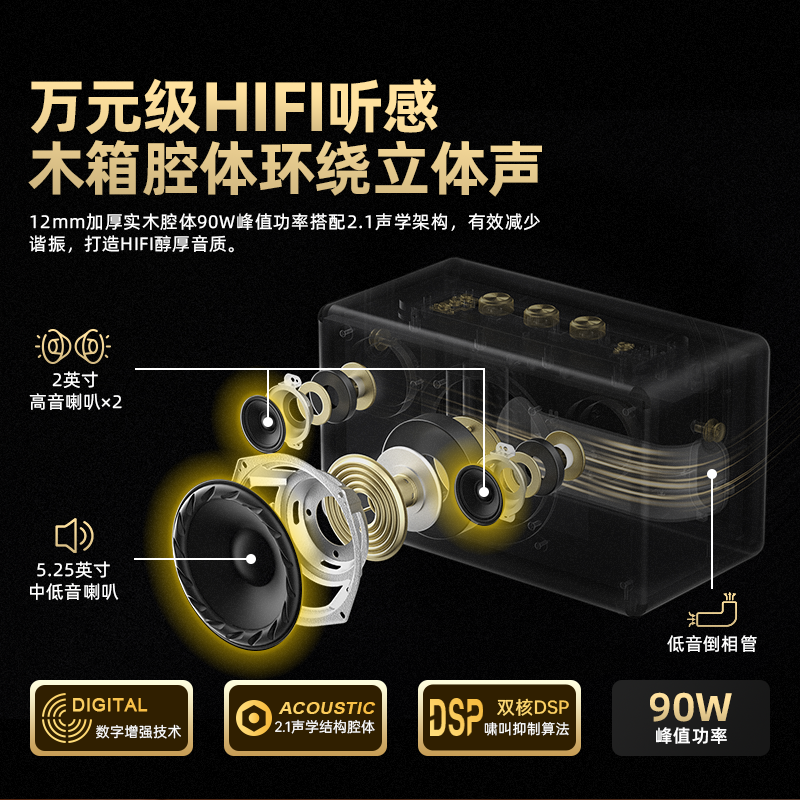 不见不散W200无线蓝牙音箱【帮下歌】手提便携式广场舞立体环绕音响家用K歌麦克风一体机大音量唱歌高音质 乳酪白【双麦】