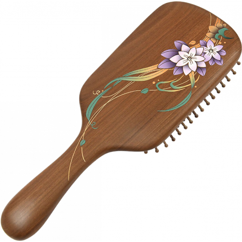 譚木匠氣囊氣墊按摩梳木梳子風(fēng)吟頭皮經(jīng)絡(luò)女士長發(fā)卷發(fā)專用梳 原木色