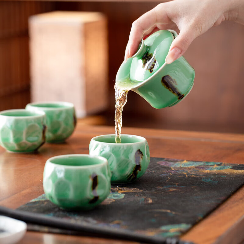 上新了文创 故宫茶具套装 整套高档茶杯陶瓷工夫茶盖碗套组礼盒 点石成金