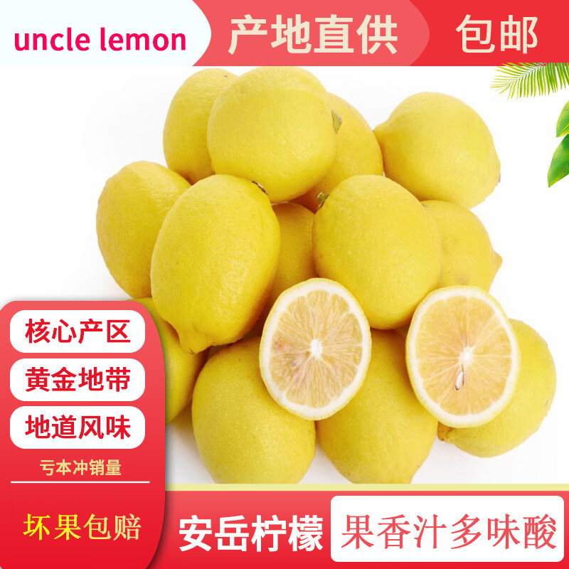 uncle lemon四川特产黄柠檬新鲜水果榨汁产地直供奶茶店切片 小柠檬(单果重量50-80g) 5斤超值装