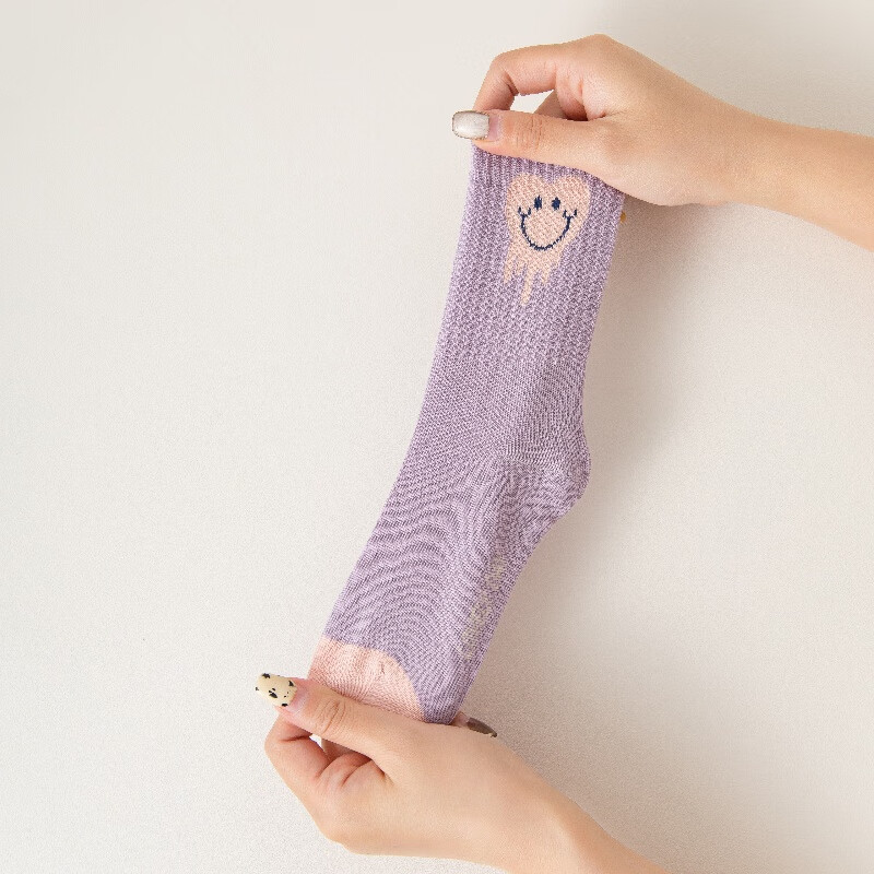 caramella儿童袜男童女童棉袜亲肤透气中筒袜休闲舒适小中大童袜子 女童字母款5色 5双 9-12岁 (XL)