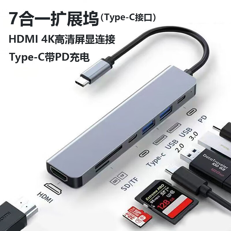 路曼顿机械革命极光X潮玩版拓展坞蛟龙16Pro千兆网卡扩展坞Type-C笔记本电脑连屏4K游戏本转换器PD快充 七合一扩展坞【Type-C接口/4K高清屏显连接】 全系列通用