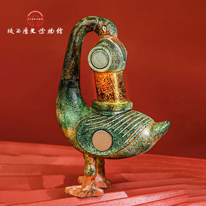 陕西歴史博物館陕历博 彩绘雁鱼铜灯文创冰箱贴发光磁吸 创意磁贴礼盒装西安纪念 雁鱼灯冰箱贴