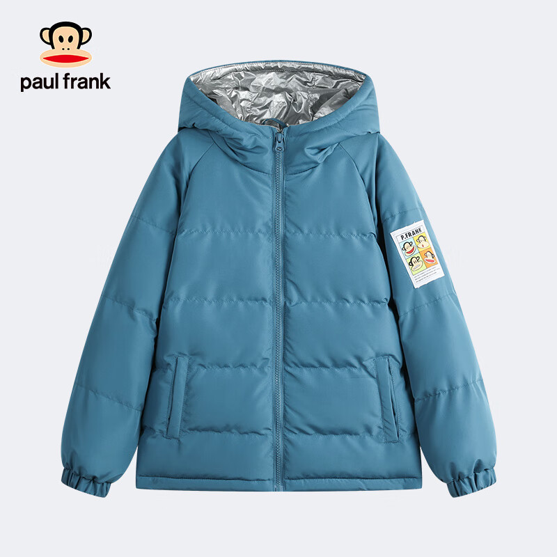 大嘴猴（paul frank）童装儿童棉服2025秋冬款舒适保暖中大童时尚休闲男女童短款外套 005F灰蓝 120