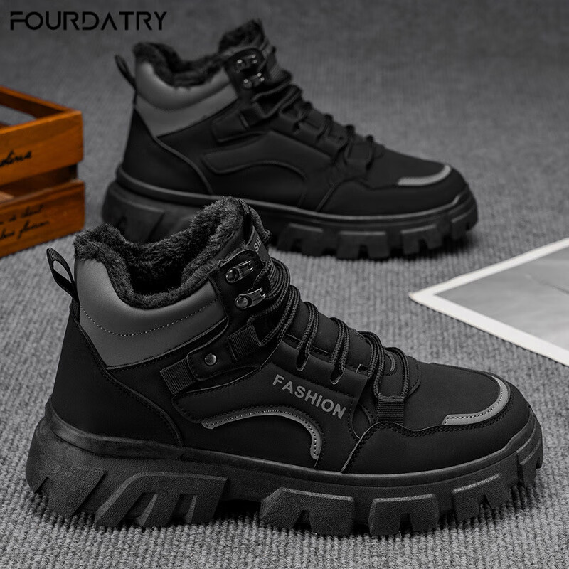 FOURDATRY�����¿�����ѥ��ʿ��װ��ѥ���������˶��߰���Ь��ɽ����ѩ���� KA02-1���޺�ɫ 41