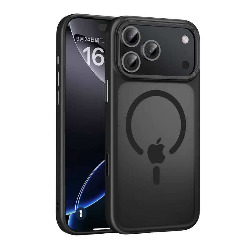 0度 适用iPhone17promax手机壳磁吸保护套苹果17pro肤感手机套全包硅胶防摔抗指纹磨砂壳 黑色 苹果17ProMax