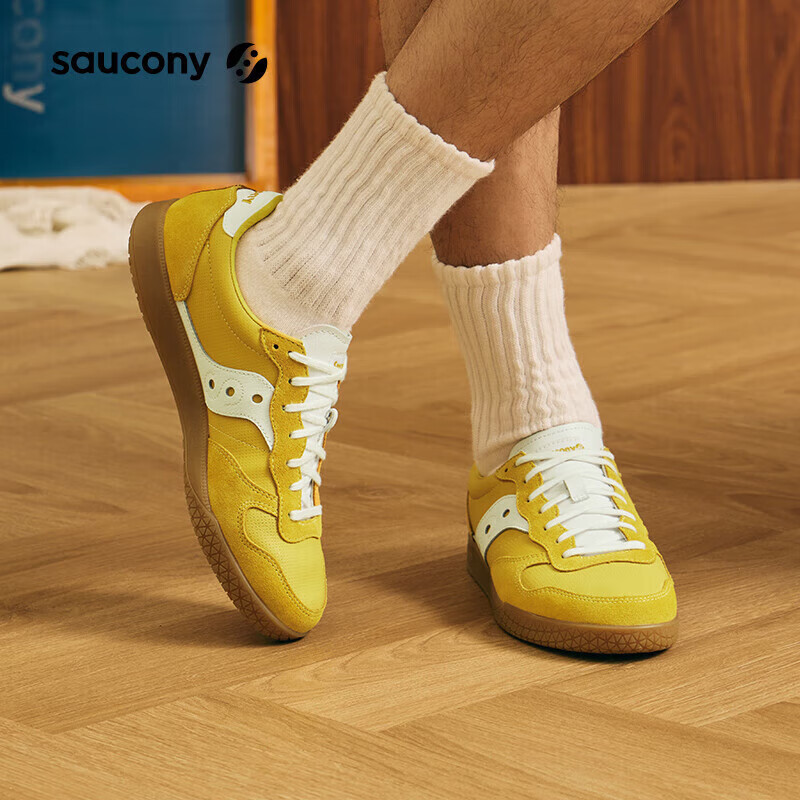 Saucony索康尼BULLET复古德式训练鞋男女经典休闲板鞋黄白41