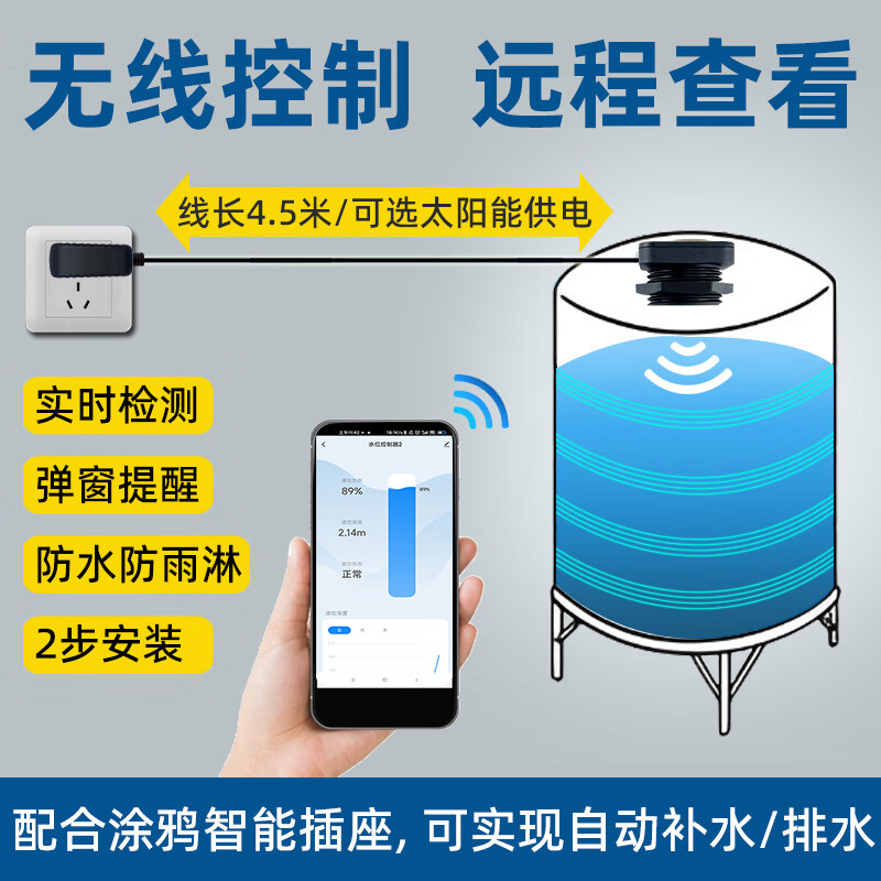 能点户外储水罐水箱消防车液位监测远程查看涂鸦WIFI连接液位远程监测