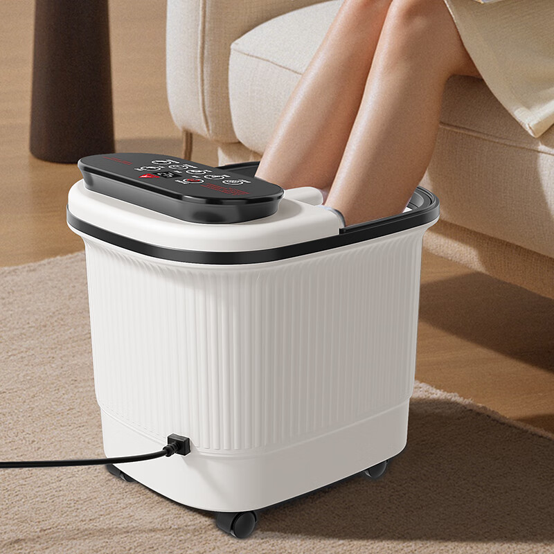 足力健泡脚桶加热自动按摩足浴盆2025过小腿高深桶恒温杀菌洗脚盆养生桶 【升级电动按摩杀菌】恒温加热+药包 中高款