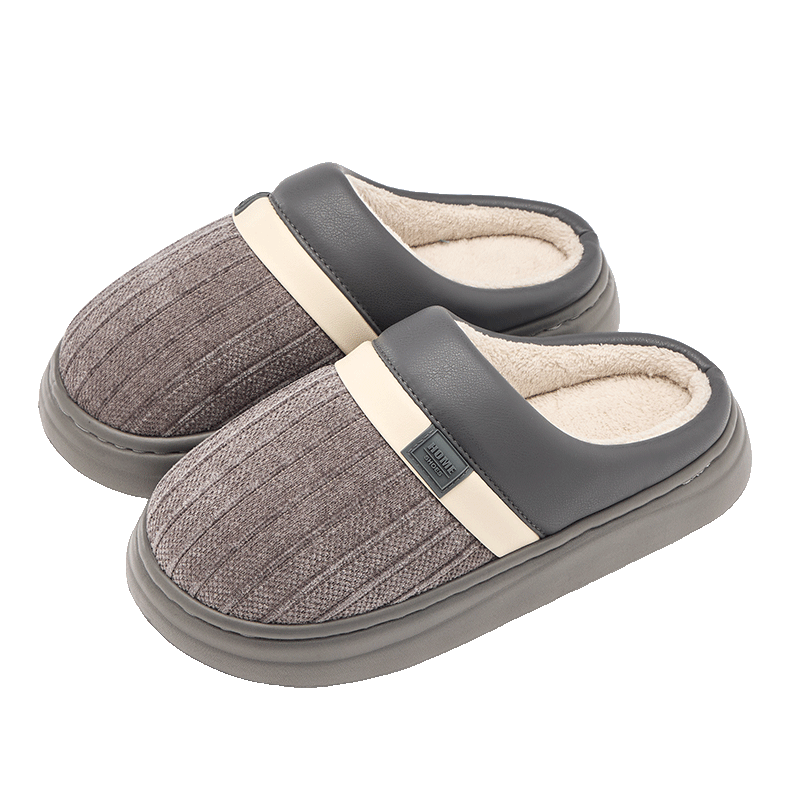 利達(dá)妮（TZLDN）女士棉拖鞋抗菌防臭秋冬季居家室內(nèi)防滑情侶棉鞋女 煙灰色 42-43