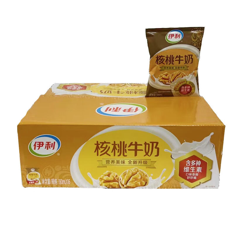 伊利整箱新日期伊利核桃牛奶早餐奶整箱190ml*16袋/风味核桃奶 伊利核桃奶190ml16袋 新到货/好日期