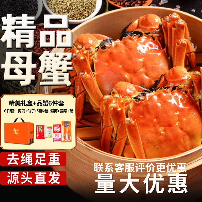 活蟹湖中秋色全母大闸蟹3.0-3.3两8只去绳足重螃蟹鲜活海鲜生鲜中秋送礼盒源头直发 – 仅售￥388