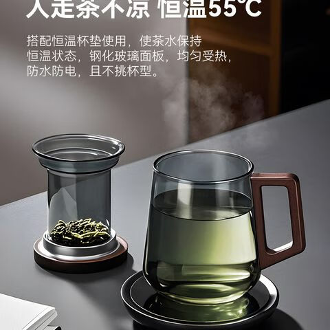 溥畔耐高温茶杯茶水分离杯个人专用泡茶玻璃杯男办公室带把家用水杯子 圆趣-透明色525ml 高硼硅