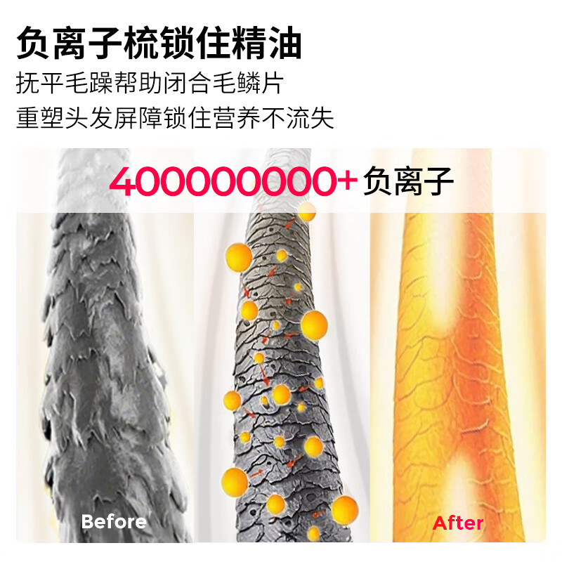 TYMO按摩梳精油雾养头皮按摩4亿负离子精油护发养发养护头皮健康精油雾化按摩梳 粉红色