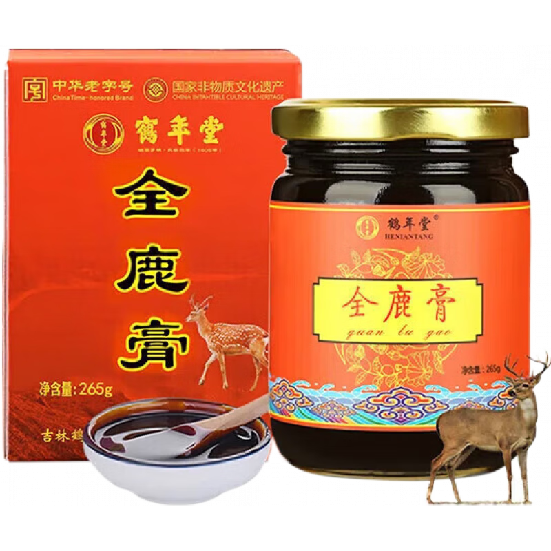 鶴年堂全鹿膏男性鹿鞭膏即食膏方養(yǎng)生膏滋鹿血鹿腎人參桑葚男士高純度 一瓶裝320g
