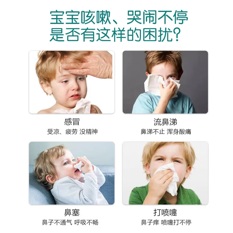 仁和儿童苍耳子鼻舒鼻炎油婴儿胀气消食贴0-3个月宝宝退热感冒止咳贴 感冒贴*1+止咳贴*1【组合装】