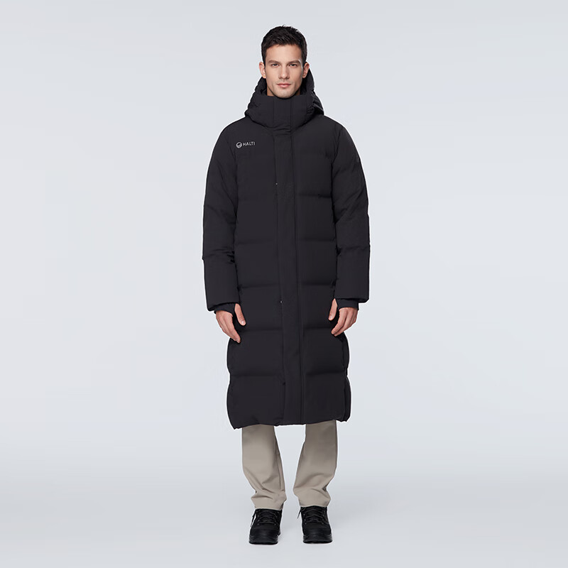 HALTI哈尔迪【明星同款】羽绒服男女中长款鹅绒冬季户外运动连帽 雾粉色-708S XL 180/96A
