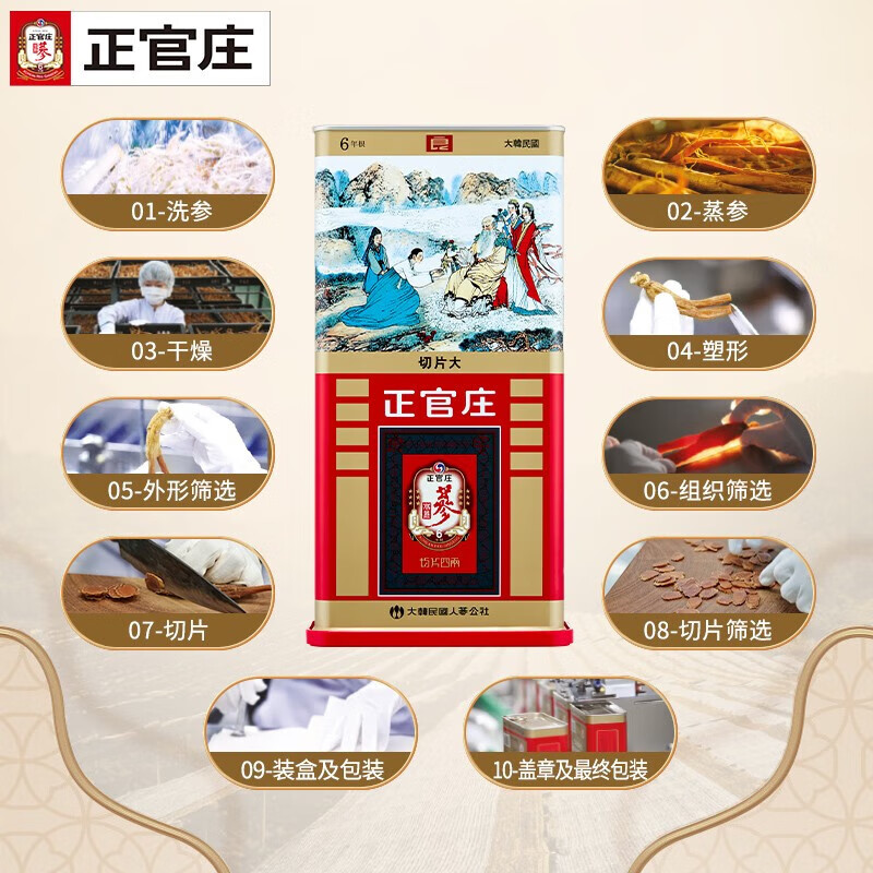 正官庄高丽参[良]6年根切片大(150g) 年货节红参人参片礼盒皂苷养生送礼