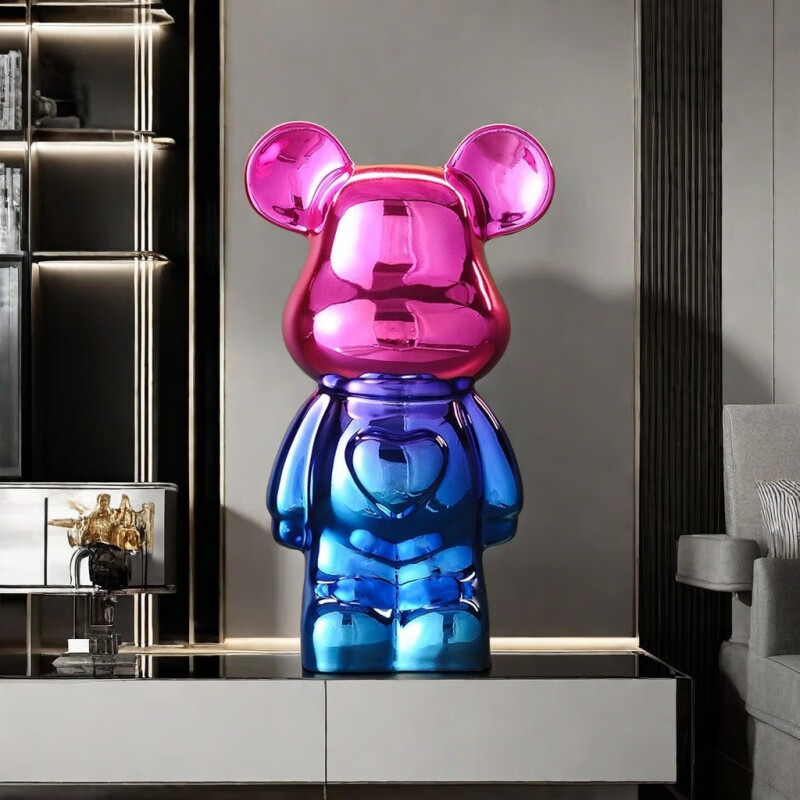 OYKTN大号暴力熊存钱罐摆件只进不出大人落地陶瓷客厅电视柜酒柜装饰品 特大号：甜心熊(渐变色)高50CM-