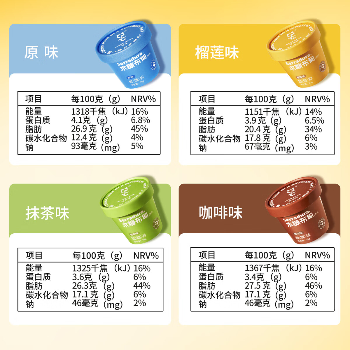 QT【干净配料表】木糠布甸健康高端冰淇淋蛋糕甜品甜点下午茶礼盒装 QT木糠布甸 4口味组合 8杯装 570g