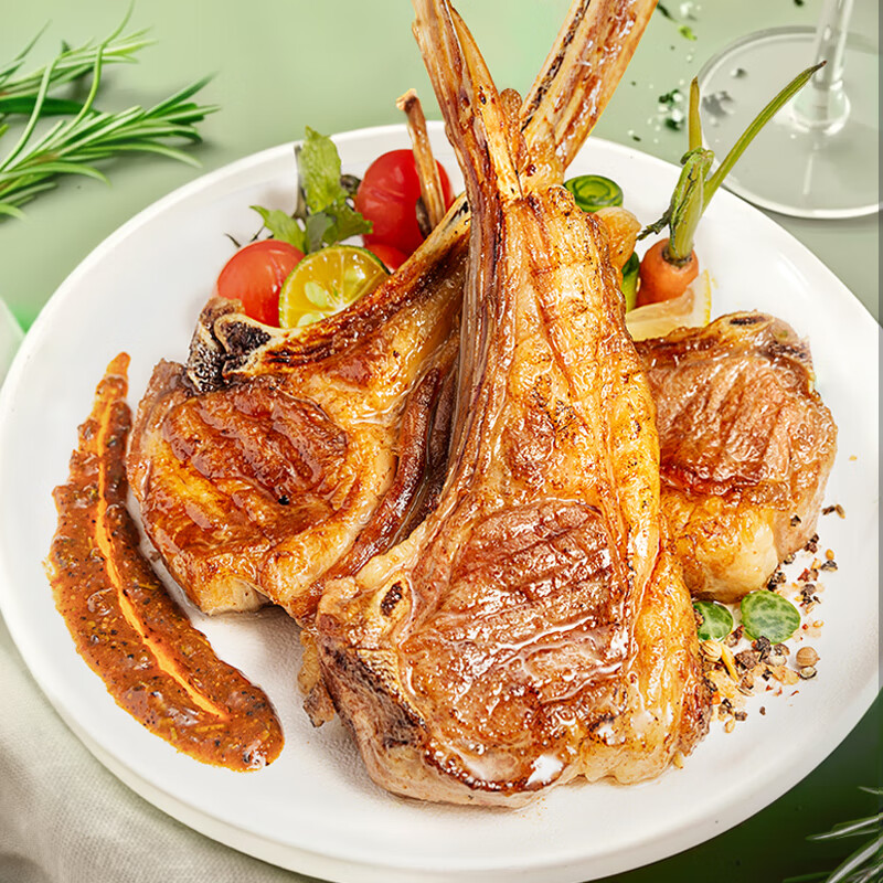 如意三宝内蒙羔羊法式羊排地中海香草风味 轻腌羊肋排露营烧烤食材生鲜 地中海香草风味法排600g*2盒