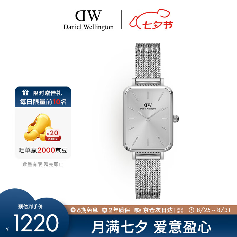 丹尼尔惠灵顿（DanielWellington）DW小方表女流光金石英女表简约时尚欧美表节日礼物DW00100486