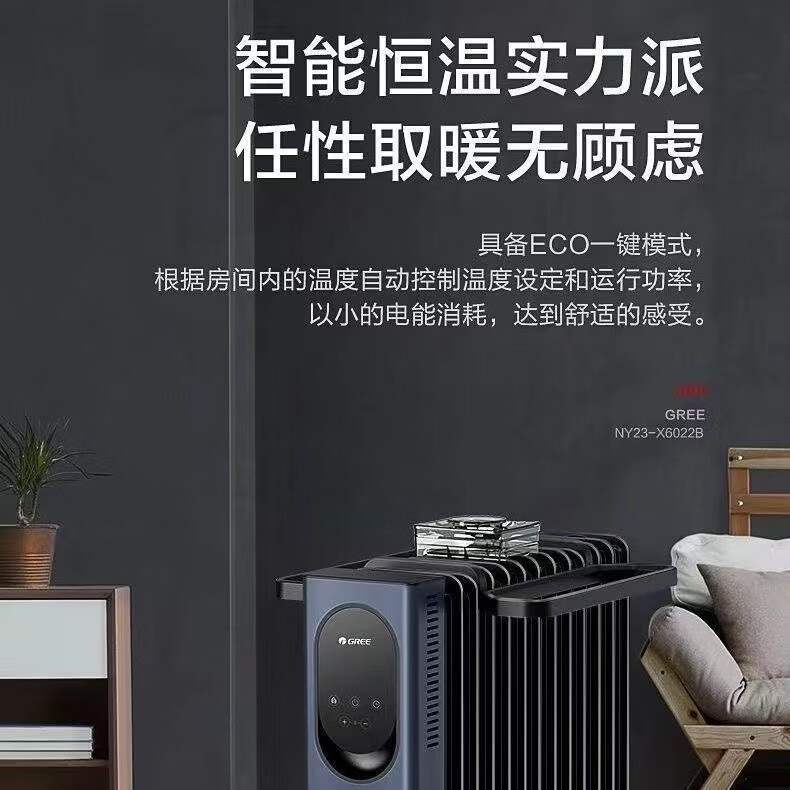 格力（GREE） 格力石墨烯油汀取暖器家用电暖气速热油汀节能省电暖气13片油丁烤火炉电热电暖器 13片 遥控器控制 石墨烯NY23-6022B 13片