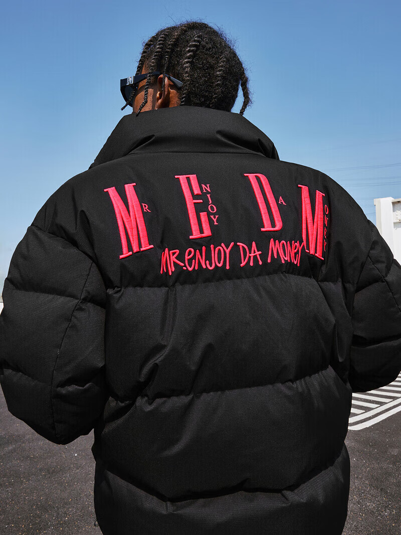 MEDM国潮基础款羽绒服男秋冬季美式高街复古oversize保暖休闲外套 白蓝色 XL