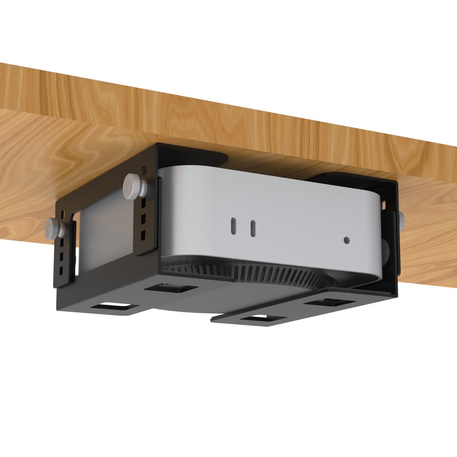 美易支笔记本小型电脑macmini主机路由器电视盒子桌下金属收纳支架NUC小米主机M4拓展坞 黑色4.5-8.3cm可调节高度DLT-02