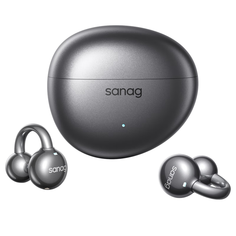 SANAG塞那S7S Ultra耳机耳夹式【国家补贴15%】蓝牙无线气骨传导概念运动AI智能会议录音实时翻译 黑