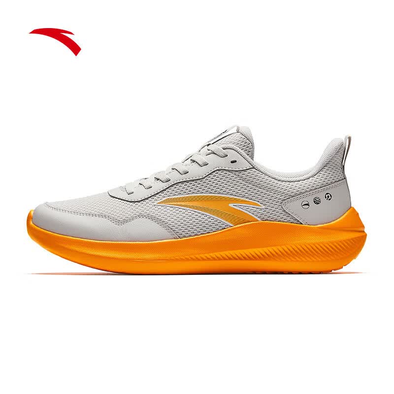 安踏（ANTA）晴空丨秋季减震透气舒适男子跑步鞋耐磨跑鞋轻便通勤运动鞋 一度灰/电光金橘色-9 39 （男6.5）
