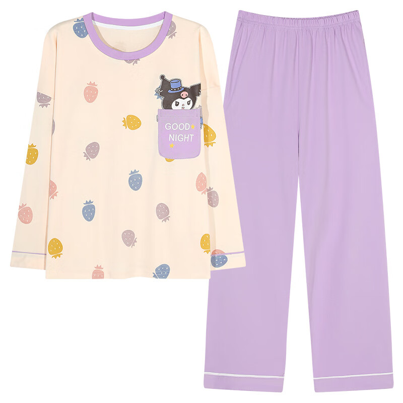 DAPHNE达芙妮【M】带胸垫睡衣女秋冬套头长袖宽松特大码孕妇套装 CRS-67804胸垫套头 2XL