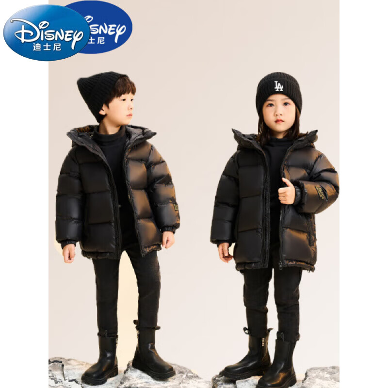 迪士尼（Disney）品牌儿童服黑金亲子装男女童加厚冬装保暖外套中大童棉 110 cm