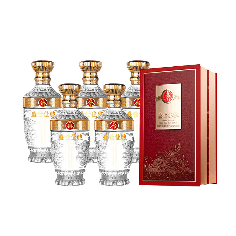 盛世佳酿 五粮液股份公司出品 浓香型 52度 500ml*6瓶 配礼品袋 52度 500mL 6瓶
