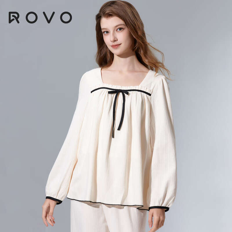 ROVO月子服孕妇睡衣2025年新款春秋产妇哺乳怀孕期产后喂奶家居服套装 温柔杏公主风【套头款】 L