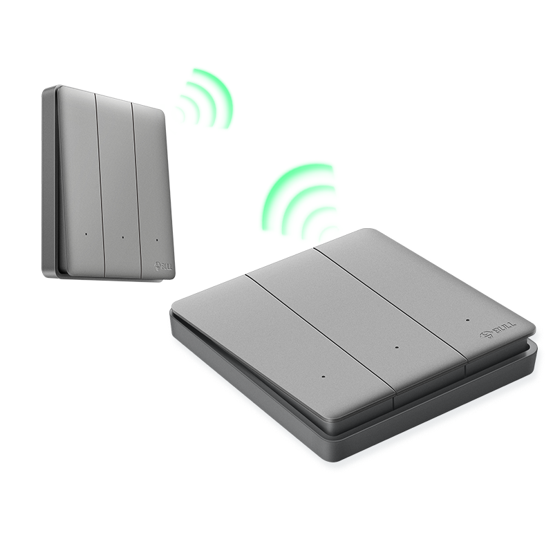 公牛（BULL）无线遥控免布线开关三开双控套装：1个主开关+1个随意贴灰色