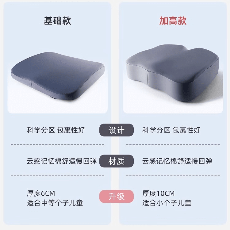 JCZS德国学生坐垫儿童增高学习座椅子垫加高教室久坐不累护臀神器小sn 柔软天竺棉-粉色 【37*34*10cm】