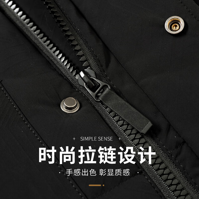 雪中飞男士羽绒马甲秋冬保暖休闲时尚立领外穿羽绒马甲男黑色180