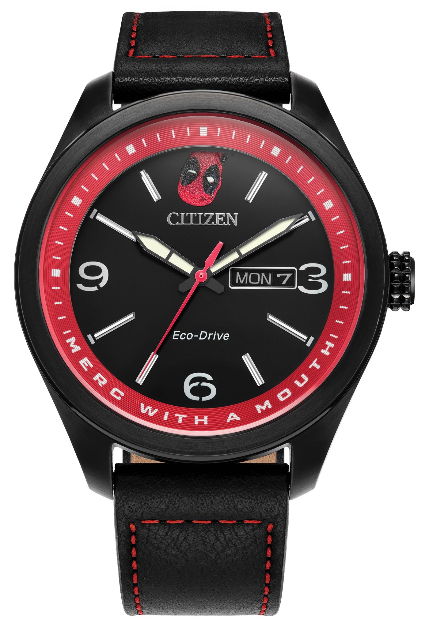 西铁城Citizen 漫威 EcoDrive Deadpool 黑色钢 42mm Black 42.6 mm