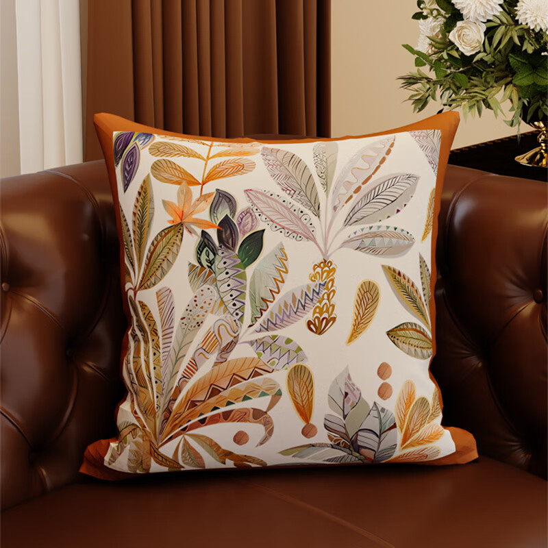 茗芮居美式高檔沙發(fā)抱枕輕奢高級(jí)感可拆洗綠色沙發(fā)抱枕客廳2025新款靠墊 Y金秋01 45cm*45cm 枕套 +枕芯