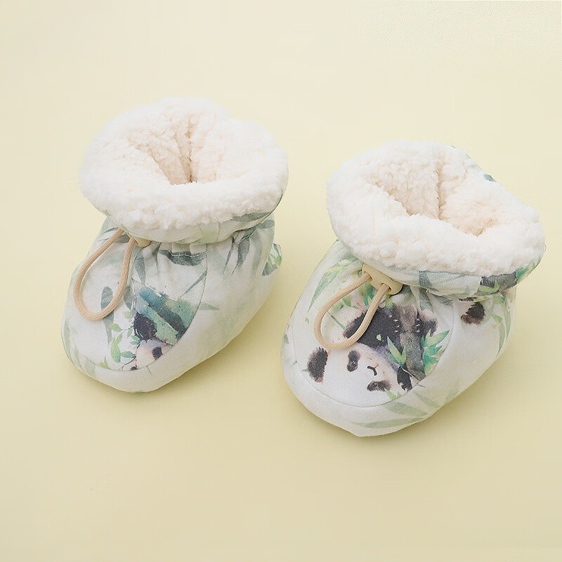 彩虹房子婴儿软底冬棉鞋宝宝加绒加厚学步鞋保暖防掉毛毛脚套 可爱笑脸 内长11cm左右