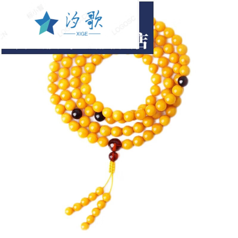 汐歌蜜蜡手串108颗佛珠手链鸡油黄女士琥珀情侣多节日蜜蜡多 5mm 0颗