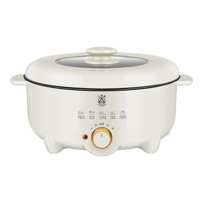 三角牌【国家补贴】电煮锅电锅一体大容量多功能锅鸳鸯煎焖蒸煮炖火锅不粘易清洗租房家用宿舍用 5L 【加深内胆鸳鸯火锅】双管速热